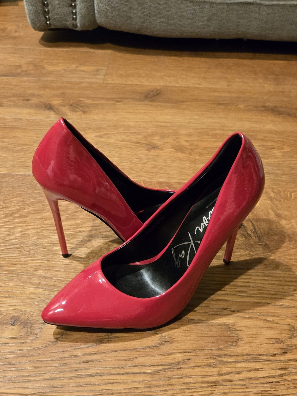 NEW London Rag Red Patent Pointed Toe Stiletto Pumps Heels Women's Size 7